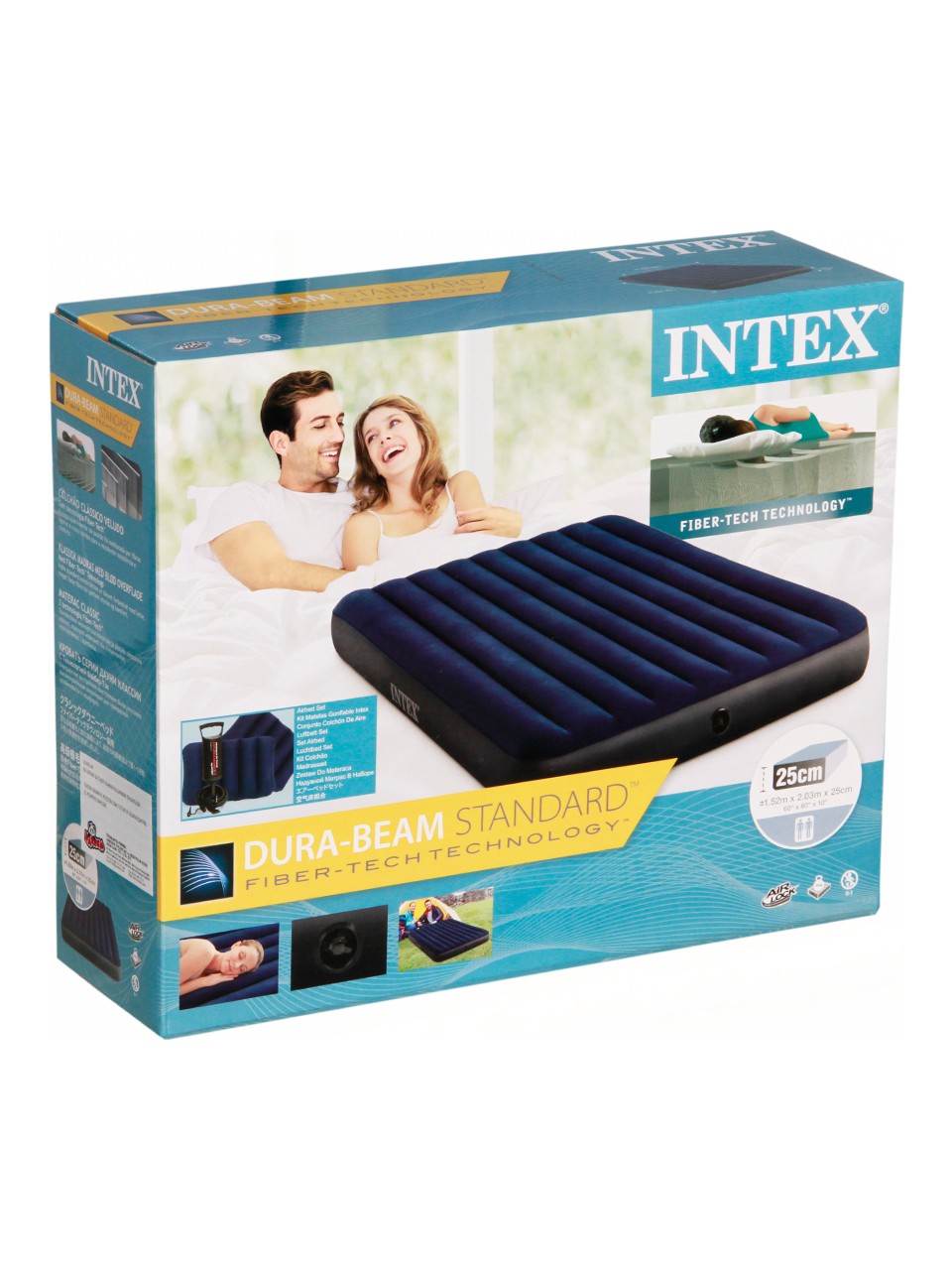 intex Çift Kişilik Şişme Yatak + 2 Yastık + Pompa / Kamp Seti